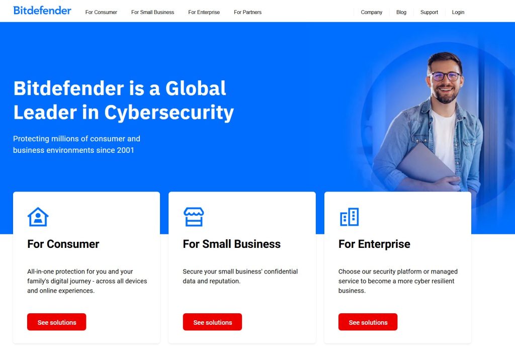 Bitdefender homepage