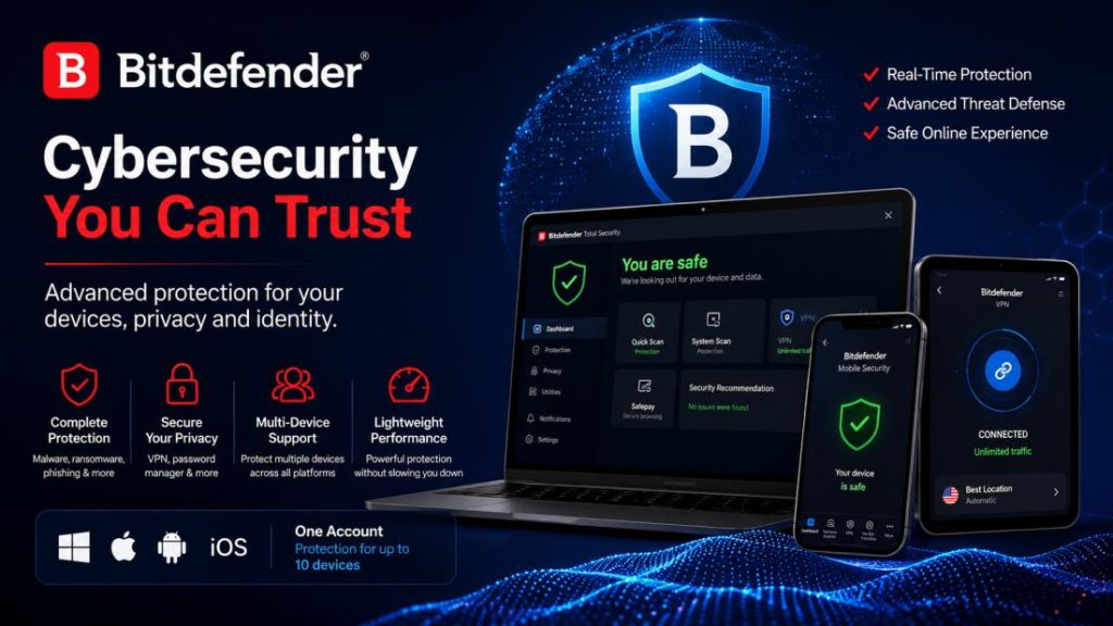 Bitdefender antivirus and cybersecurity features
