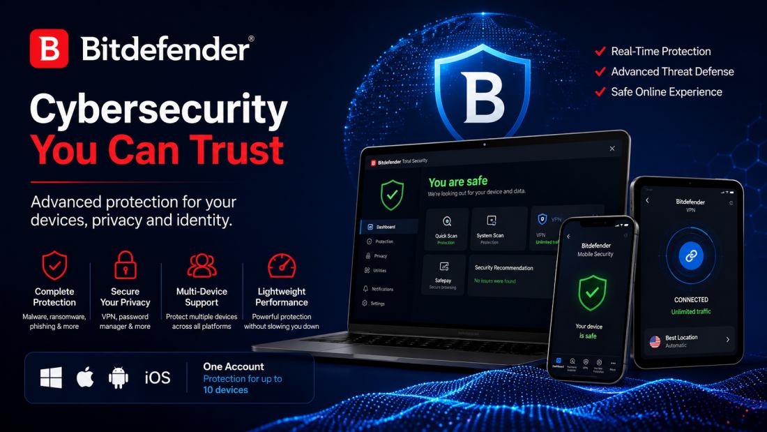 Bitdefender antivirus software, malware protection and online security tools