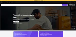 Hostinger web hosting platform with WordPress hosting, VPS, cloud hosting, domains, and AI website builder