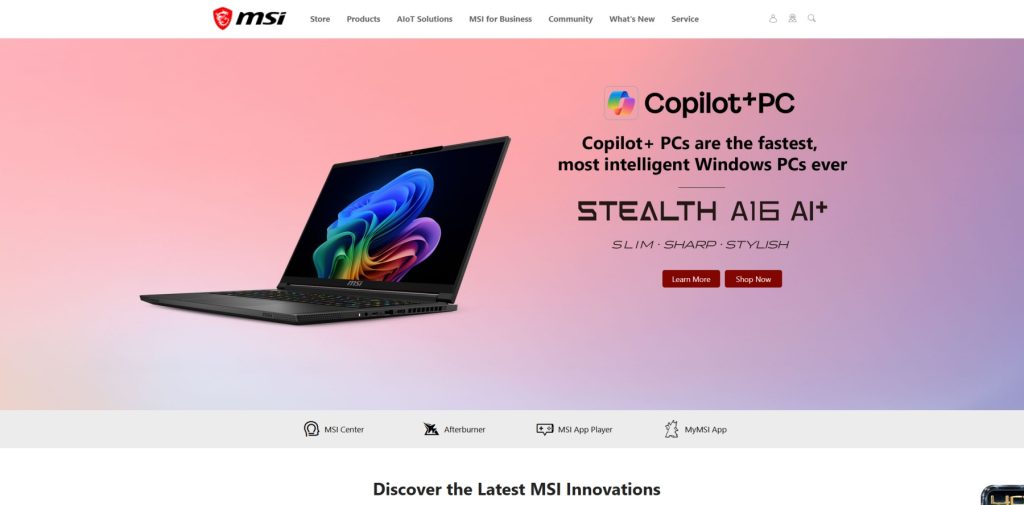 MSI gaming laptops, desktops, monitors, graphics cards and PC components