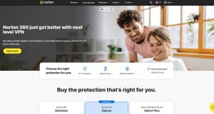 Norton antivirus software providing cybersecurity, VPN, password management, and identity protection