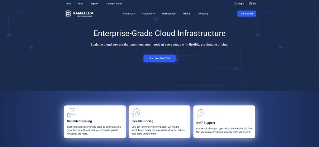 Kamatera cloud hosting platform with customizable cloud servers and global infrastructure